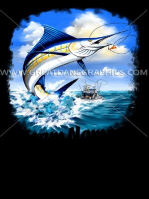Marlin Fishing with Team Name Customized