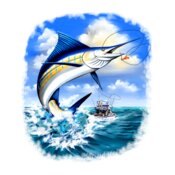 Marlin Fishing with Boat svg