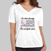 In this family no one Fight alone blue and pink line