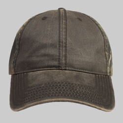 OTTO Garment Washed PU Coated Cotton Blend Canvas w/ Camouflage Cotton Twill Back Six Panel Low Profile Baseball Cap