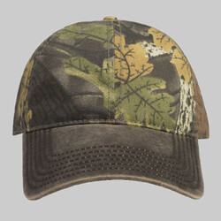 OTTO Camouflage Garment Washed Cotton Blend Twill w/ Heavy Washed PU Coated Back Six Panel Low Profile Baseball Cap