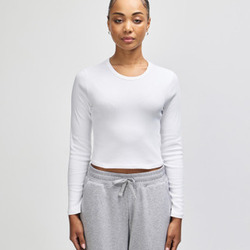American Apparel Baby Rib Women's LS Crop Fitted T-Shirt