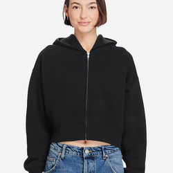 Women's Relaxed Cropped Full-Zip Hoodie Sweatshirt