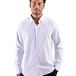 Cutter & Buck Skyline Windowpane Recycled Long Sleeve Button Down Mens Big & Tall Dress Shirt