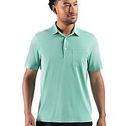 Cutter & Buck Virtue Recycled Heathered Featherlight Pique Mens Pocket Polo