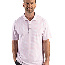 Cutter & Buck Virtue Recycled Hex Print Featherlight Pique Mens Polo