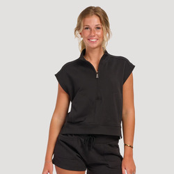 Women's French Terry Half-Zip Short Sleeve Sweatshirt