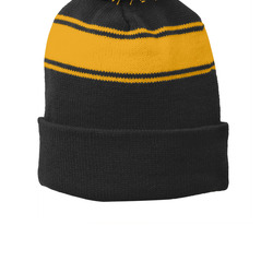 Sport Tek Stripe Pom Pom Beanie