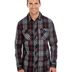 Men's Long-Sleeve Plaid Pattern Woven Shirt