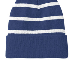 Striped Beanie with Solid Band