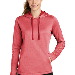 Ladies PosiCharge ® Sport Wick ® Heather Fleece Hooded Pullover