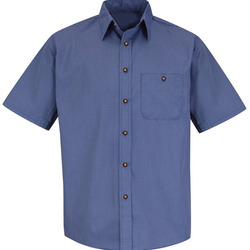 Men's Tall Mini-Plaid Uniform Short Sleeve Shirt