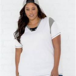 Women's Curvy Lace Up Fine Jersey Tee