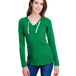Ladies' Long Sleeve Fine Jersey Lace-Up T-Shirt