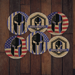 OSCO Blue Line American Spartan Set of 6 Circle Coasters