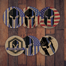 Blue Line American Spartan Set of 6 Circle Coasters