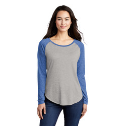 Ladies Sublimated PosiCharge Long Sleeve Tri Blend Wicking Scoop Neck Raglan Tee